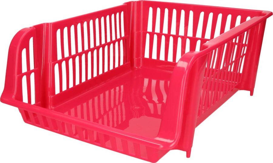 Forte Plastics Plasticforte Stapelbare opbergmand Roze 16L kunststof 38 x 28 x 15 cm Opbergmanden