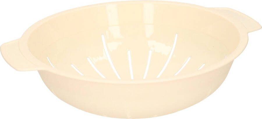 PLASTICFORTE Stevig Kunststof vergiet in het beige 30 x 25 x 8 cm Laag model Plastic vergieten keuken accessoires