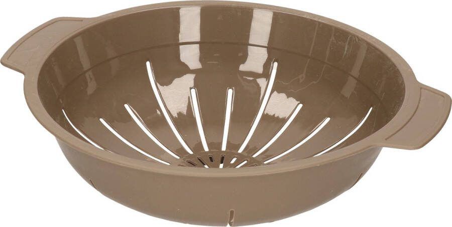 PLASTICFORTE Stevig Kunststof vergiet in het taupe 30 x 25 x 8 cm Laag model Plastic vergieten keuken accessoires