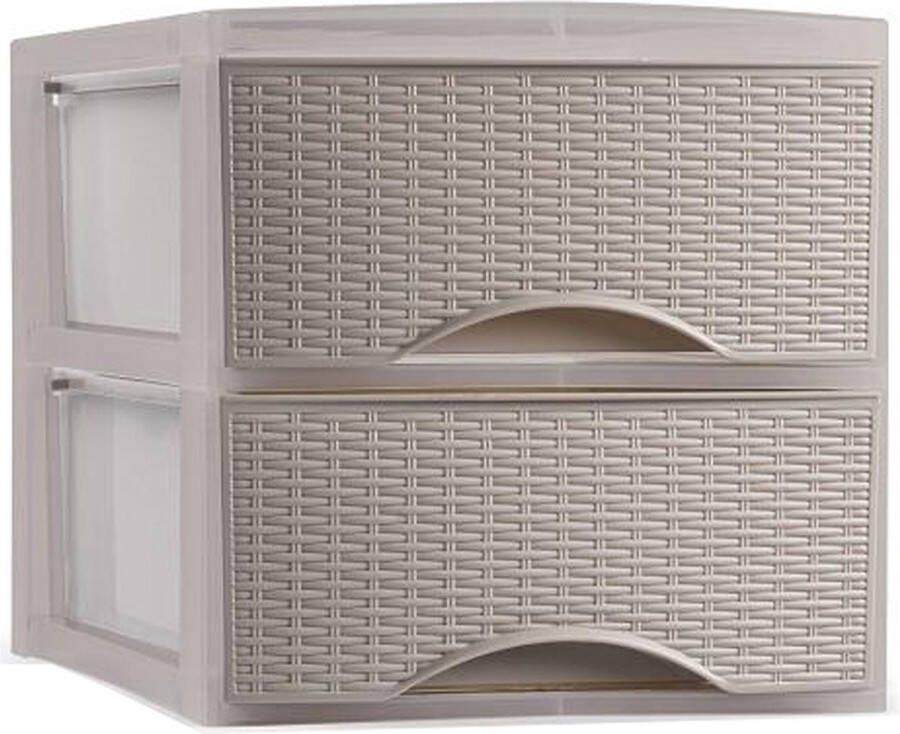 Forte Plastics Plasticforte Thuis kantoor organizer ladeblok 25 x 37 x 26 cm Kunststof Beige 2 lades Ladeblok