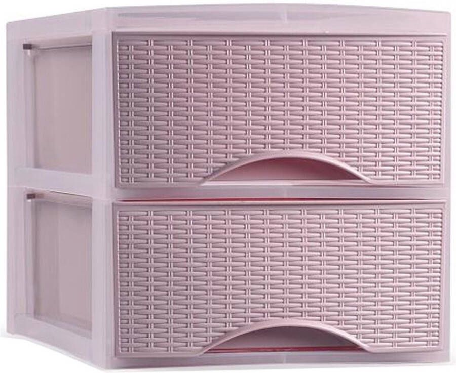 Forte Plastics Plasticforte thuis kantoor organizer ladeblok 3x 2 lades 25 x 37 x 26 cm kunststof roze Ladeblok