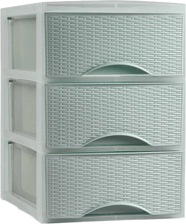 Forte Plastics PlasticForte Thuis kantoor organizer ladeblok 26 x 37 x 37 cm Kunststof Groen 3 lades Ladeblok