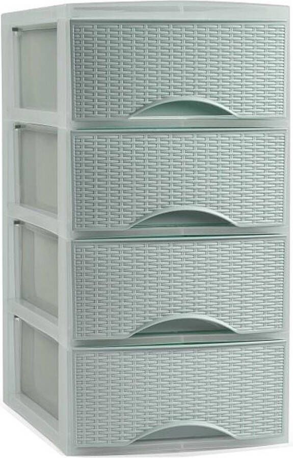 Forte Plastics PlasticForte Thuis kantoor organizer ladeblok 26 x 37 x 49 cm Kunststof Groen 4 lades Ladeblok