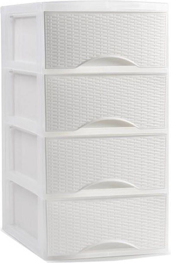 Forte Plastics Plasticforte Thuis kantoor organizer ladeblok 26 x 37 x 49 cm Kunststof Wit 4 lades Ladeblok