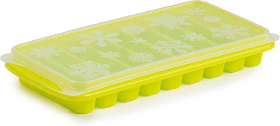 Forte Plastics Tray met Flessenhals ijsblokjes ijsklontjes ijsblok staafjes vormpjes 10 vakjes kunststof groen met afsluit deksel