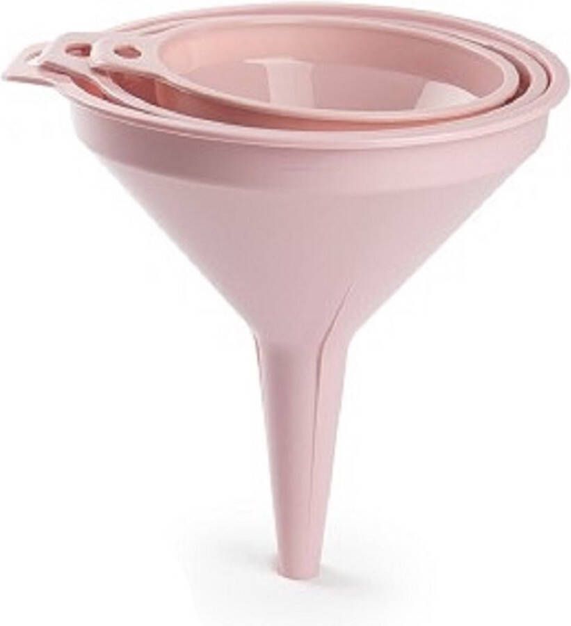 Forte Plastics Trechters set groot roze 3-delig Keuken camping artikelen benodigdheden 12 14 en 16 cm diameter