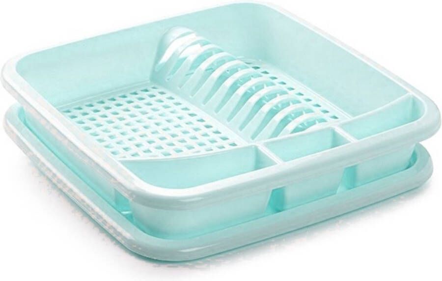 Forte Plastics Turquoise afdruiprek met lekbak 39 x 39 cm Keukenbenodigdheden Afwassen afdrogen Afwasrekken Afdruiprekken met lekbak