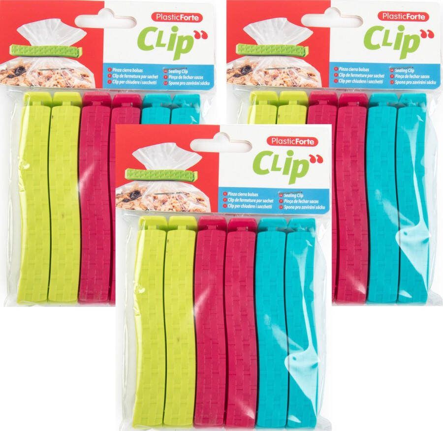 PLASTICFORTE Voedsel afsluitclips vershoudclips set 18x stuks vershoudknijpers