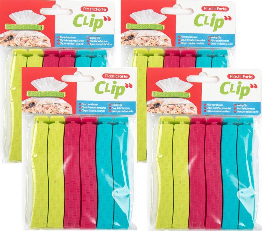 PLASTICFORTE Voedsel afsluitclips vershoudclips set 24x stuks vershoudknijpers