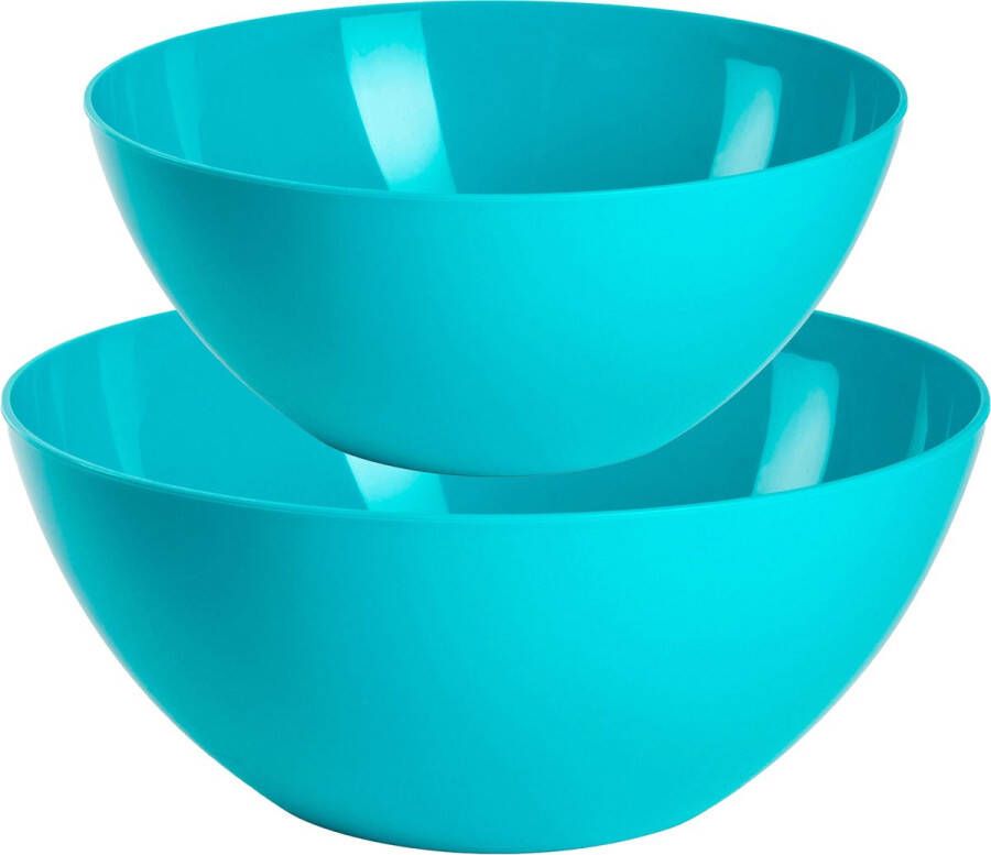 Forte Plastics Plasticforte voedsel serveer schalen set 2x stuks blauw kunststof Dia 23 en 26 cm Serveerschalen