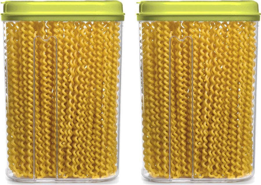PLASTICFORTE Voedselcontainer strooibus 2x groen 1500 ml kunststof voorraadpotten