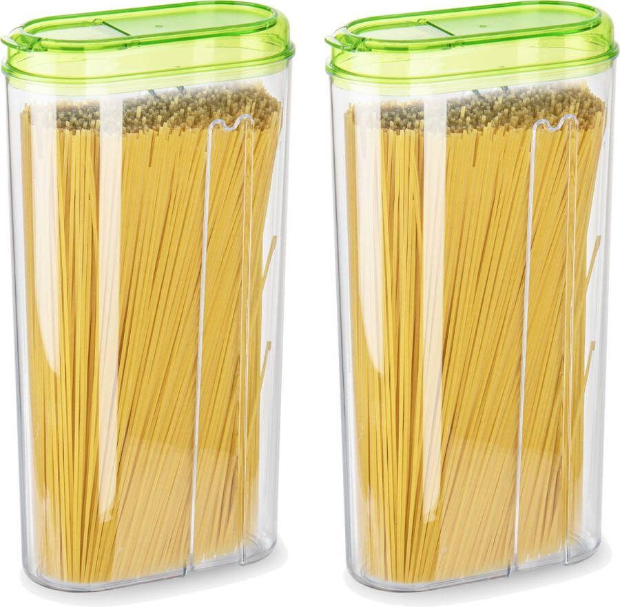 PLASTICFORTE Voedselcontainer strooibus 2x groen 2350 ml kunststof voorraadpotten
