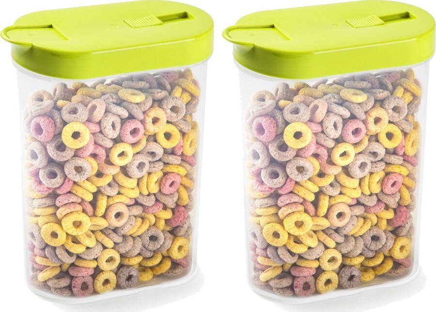 PLASTICFORTE Voedselcontainer strooibus 2x groen inhoud 1 liter kunststof 15 x 7 x 19 cm