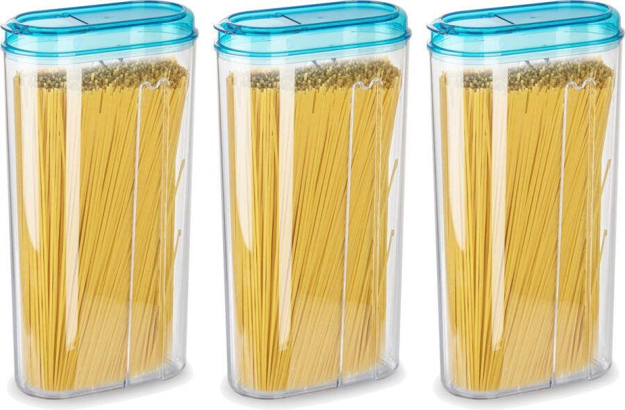 PLASTICFORTE Voedselcontainer strooibus 3x blauw 2350 ml kunststof voorraadpotten