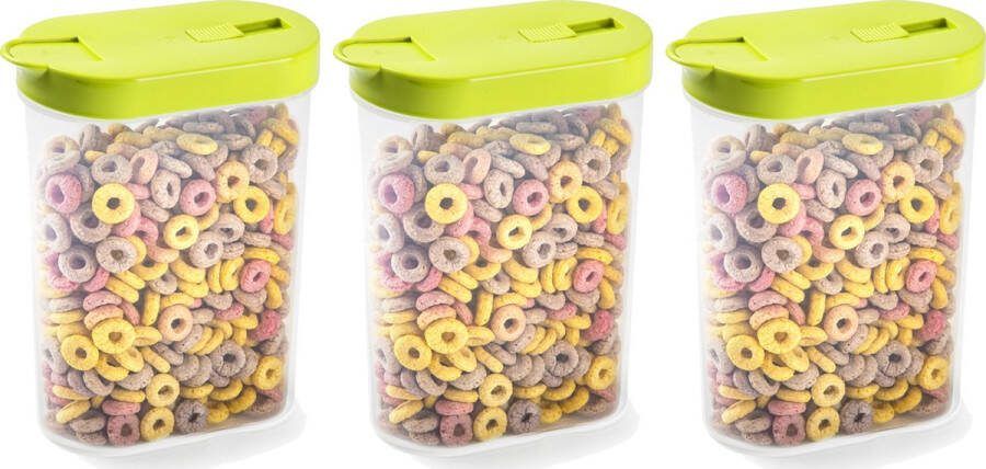 PLASTICFORTE Voedselcontainer strooibus 3x groen inhoud 1 liter kunststof 15 x 7 x 19 cm