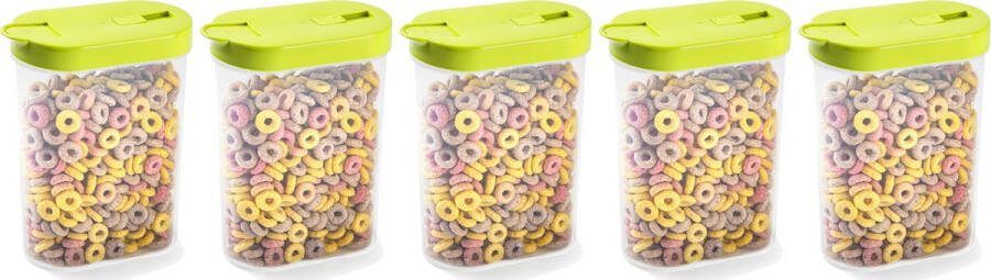 PLASTICFORTE Voedselcontainer strooibus 5x groen inhoud 1 liter kunststof 15 x 7 x 19 cm