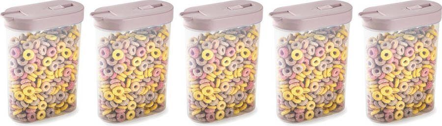 PLASTICFORTE Voedselcontainer strooibus 5x lichtroze inhoud 1 liter kunststof 15x7x19 cm