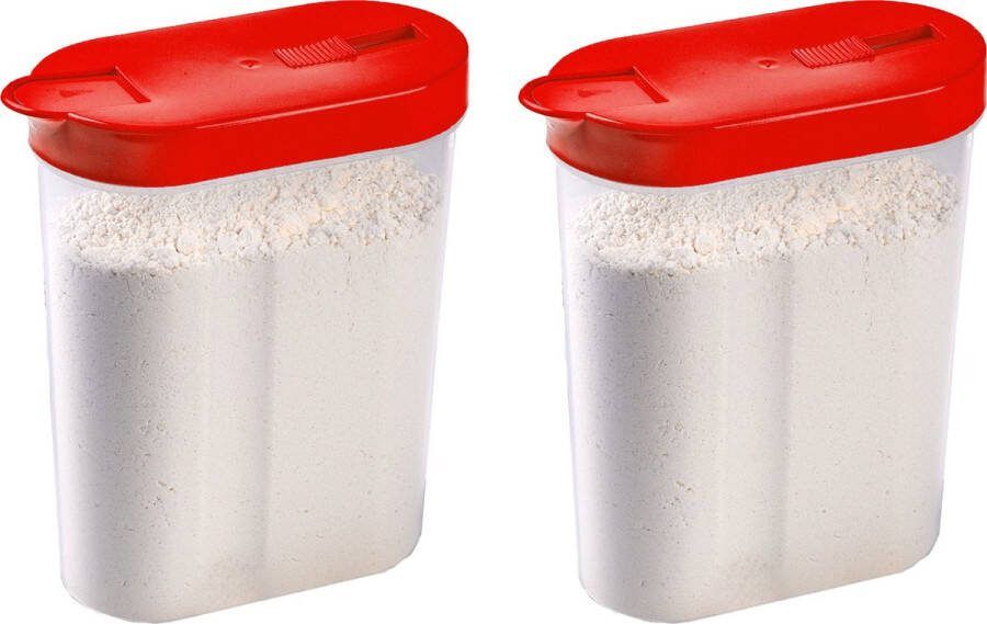 PLASTICFORTE Voedselcontainer strooibus 5x rood inhoud 1 liter kunststof 15 x 7 x 19 cm