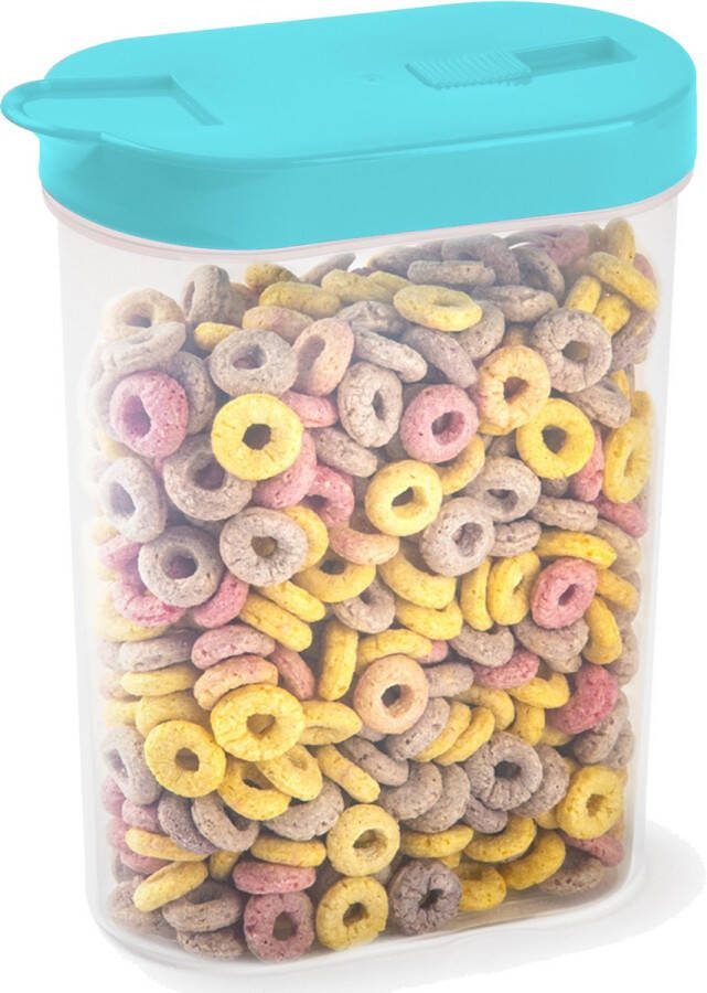 PLASTICFORTE Voedselcontainer strooibus blauw inhoud 1 liter kunststof 15 x 7 x 19 cm