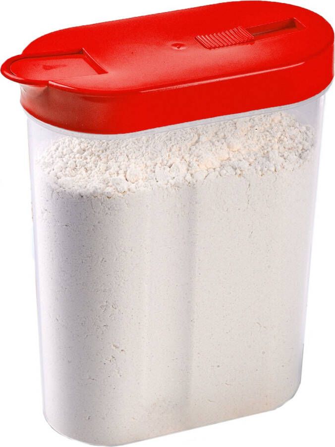 PLASTICFORTE Voedselcontainer strooibus rood inhoud 1 liter kunststof 15 x 7 x 19 cm