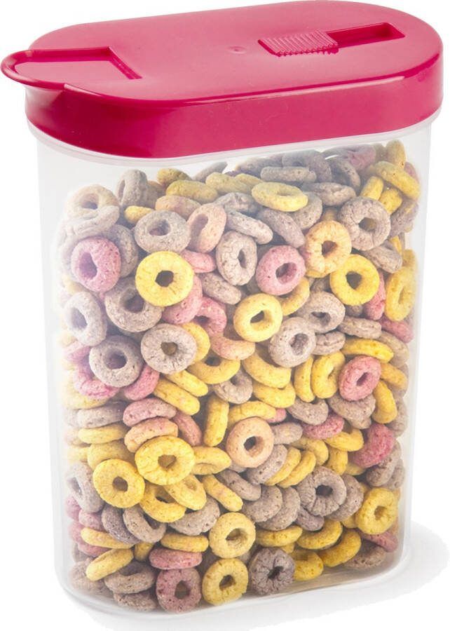 PLASTICFORTE Voedselcontainer strooibus roze inhoud 1 liter kunststof 15 x 7 x 19 cm