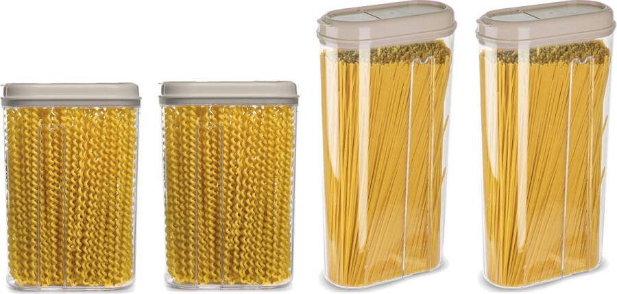 PLASTICFORTE Voedselcontainers set 4 stuks beige 2350 1500ml kunststof voorraadpot