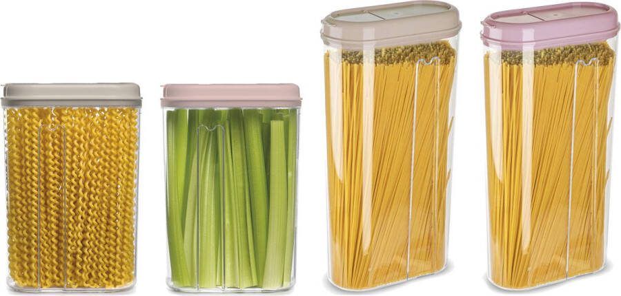 PLASTICFORTE Voedselcontainers set 4 stuks beige licht roze 2350 1500ml kunststof