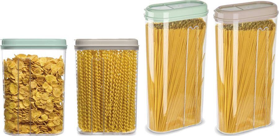 PLASTICFORTE Voedselcontainers set 4 stuks beige mint groen 2350 1500ml kunststof