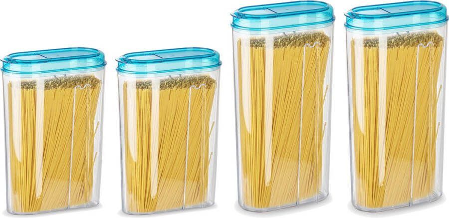 PLASTICFORTE Voedselcontainers set 4 stuks blauw 2350ml en 1500ml kunststof voorraadpot