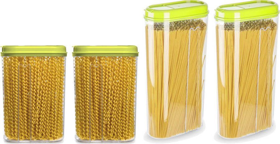 PLASTICFORTE Voedselcontainers set 4 stuks groen 2350ml en 1500ml kunststof voorraadpot
