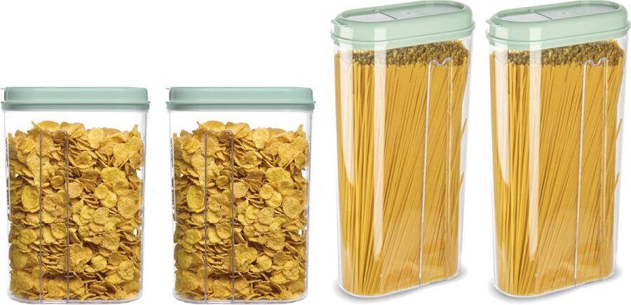 PLASTICFORTE Voedselcontainers set 4 stuks mint groen 2350 1500ml kunststof voorraadpot