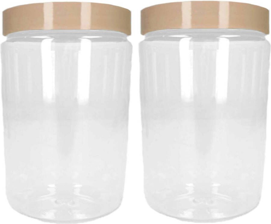 Forte Plastics Voorraadpot bewaarpot 2x 800 ml kunststof beige- B10 x H15 cm Voorraadpot