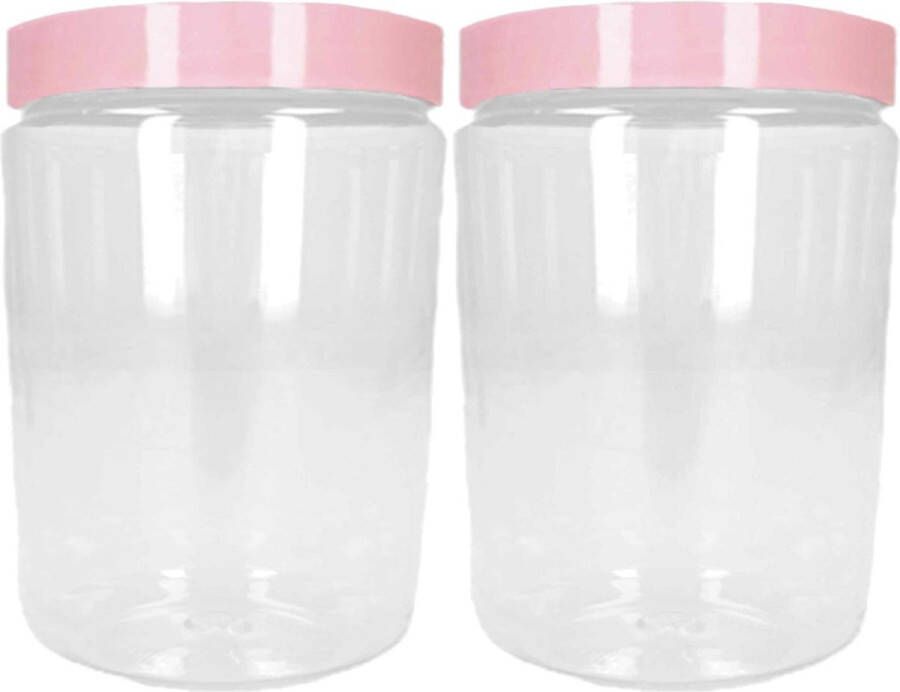 Forte Plastics Voorraadpot bewaarpot 2x 600 ml kunststof oud roze B10 x H12 cm Voorraadpot