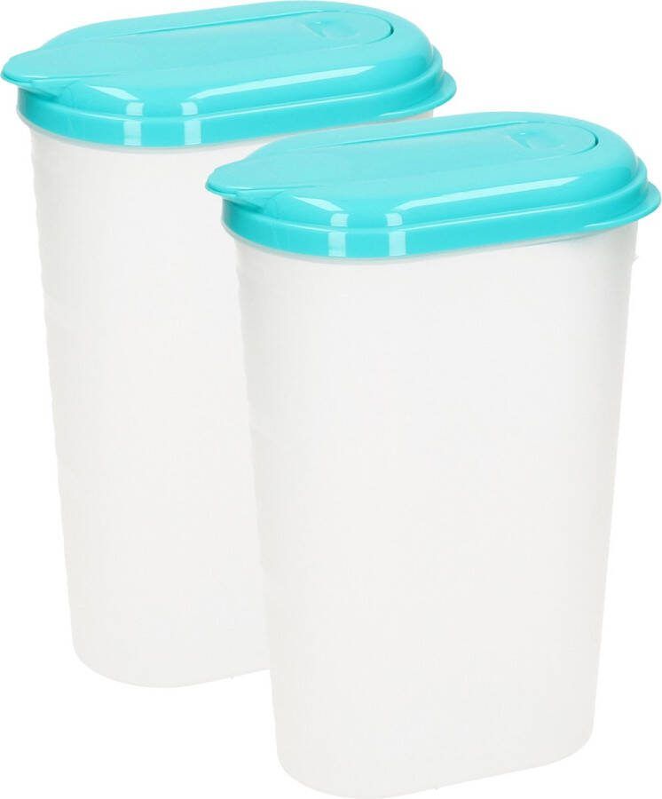 Forte Plastics Waterkan sapkan 2x transparant aqua deksel 1.6L kunststof