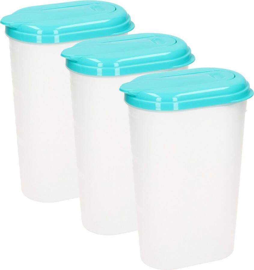 Forte Plastics Waterkan sapkan 3x transparant aqua deksel 1.6L kunststof