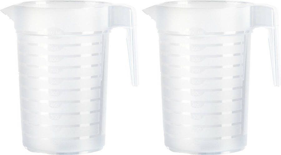 PLASTICFORTE Plastcforte Waterkan schenkkan met deksel 2x transparant 2000 ML kunststof