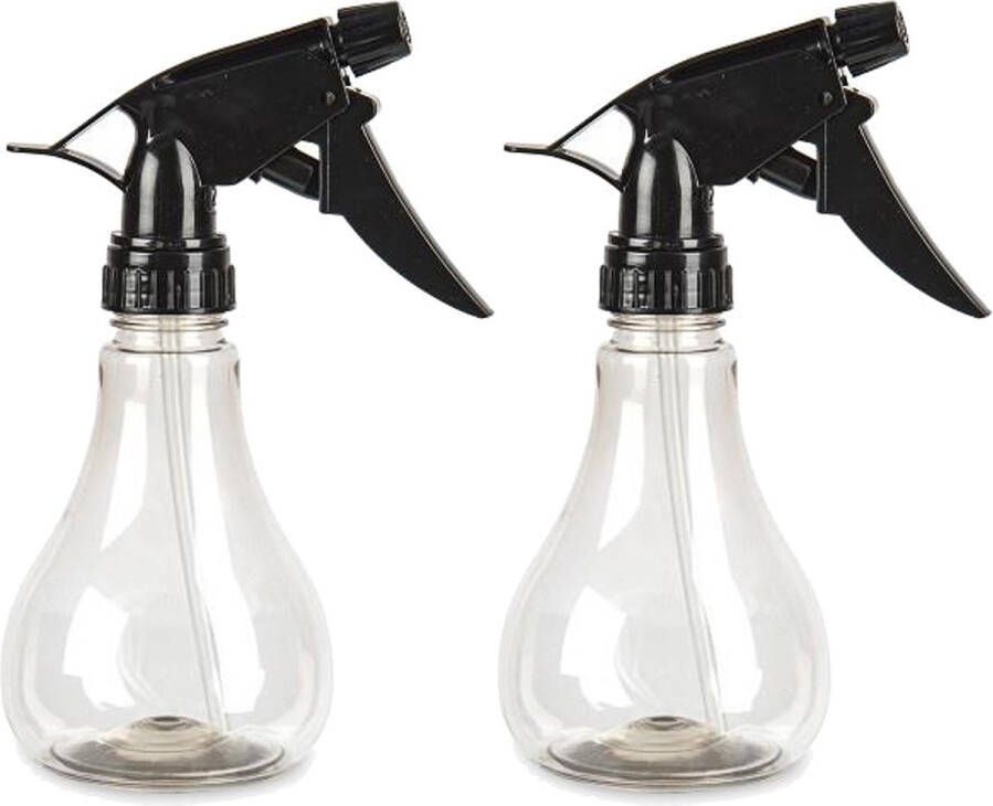 PLASTICFORTE Waterverstuiver plantenspuit 2x zwart 250ml kunststof spuitfles