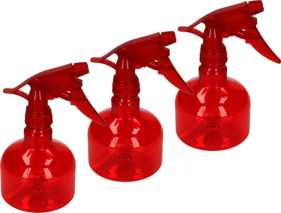 PLASTICFORTE waterverstuiver plantenspuit 3x stuks rood 330 ml Schoonmaakspuiten