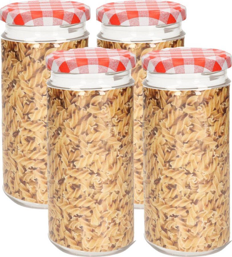 PLASTICFORTE Weckpot inmaakpot Classic 4x 550ml kunststof draaideksel rood D7 x H16 cm