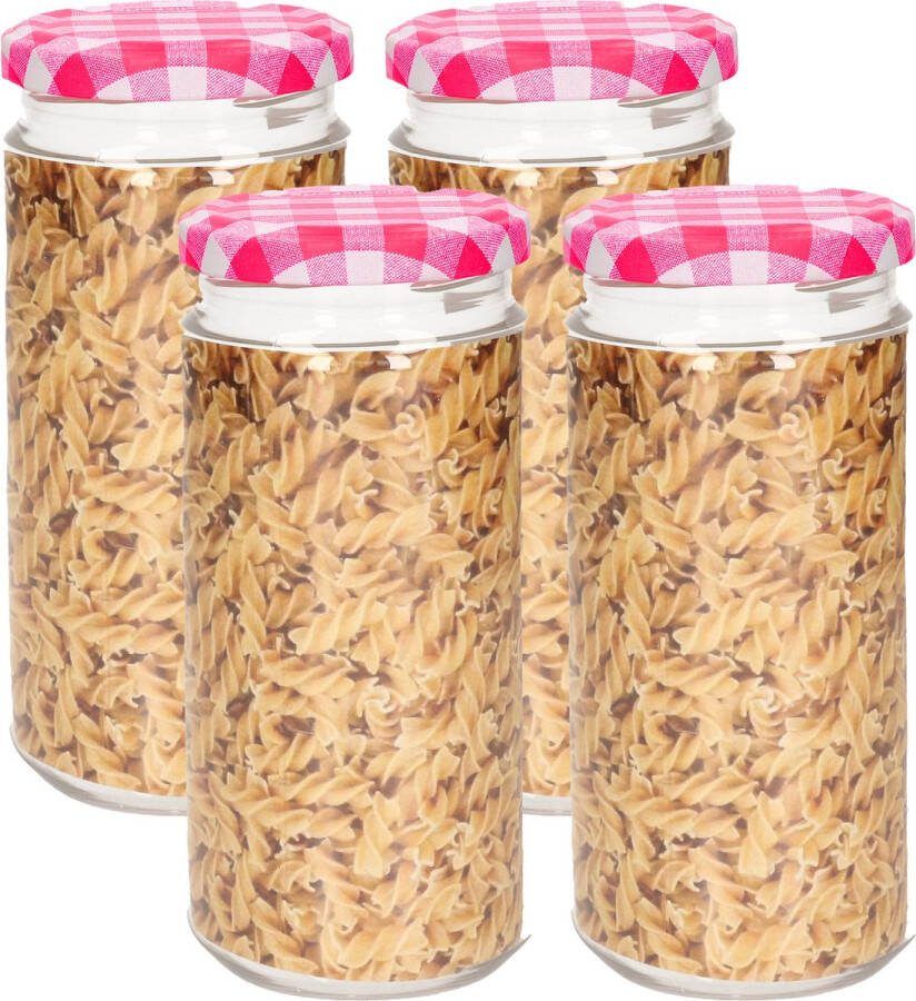 PLASTICFORTE Weckpot inmaakpot Classic 4x 550ml kunststof draaideksel roze D7 x H16 cm