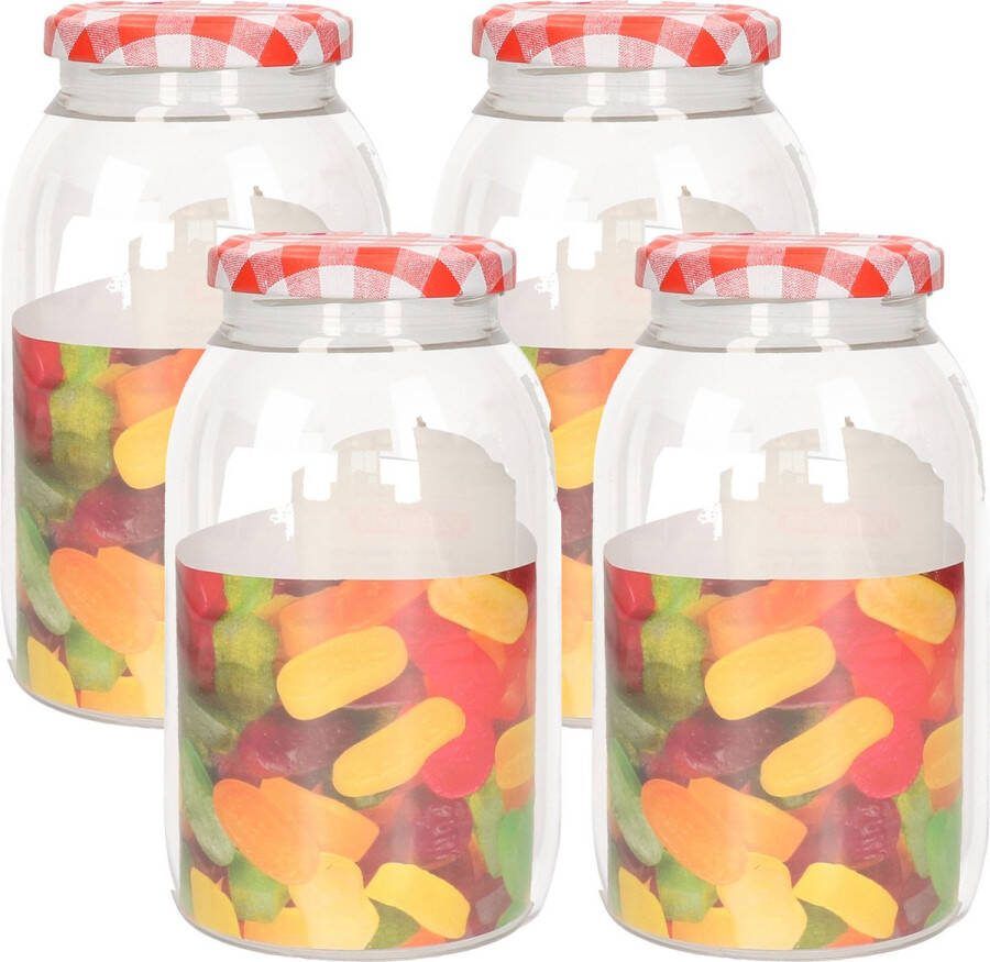 PLASTICFORTE Weckpot inmaakpot Classic 4x 750ml kunststof draaideksel rood D9 x H15 cm