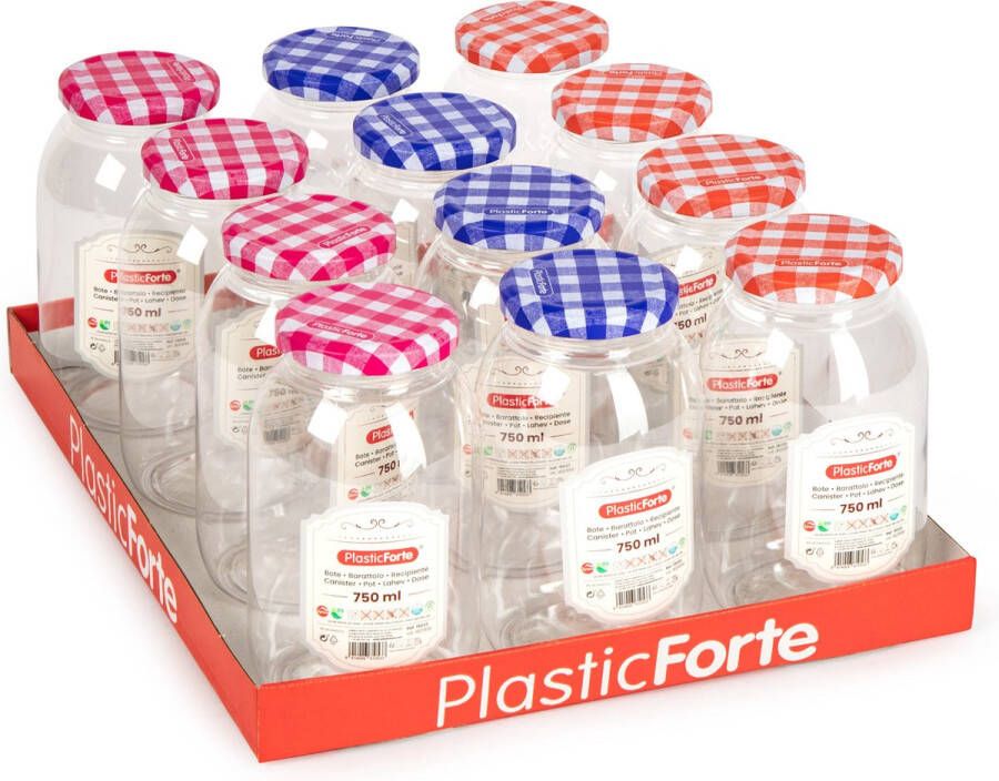 Forte Plastics Plasticforte Weckpot inmaakpot Classic 750ml kunststof draaideksel blauw D9 x H15 cm Weckpotten