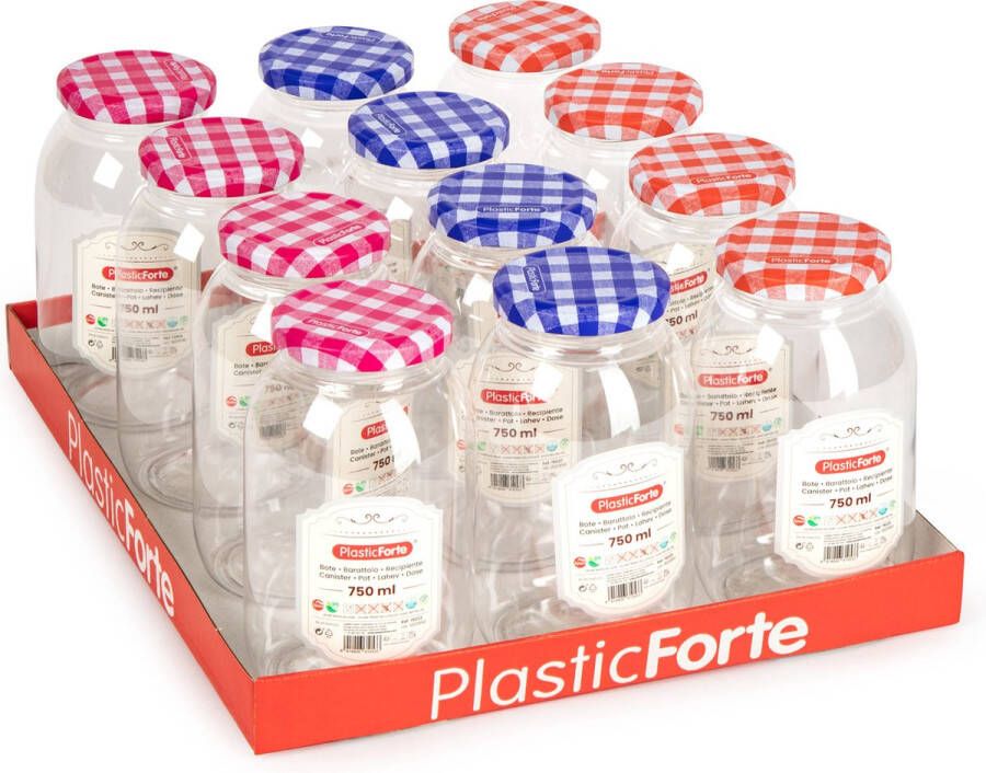 Forte Plastics Plasticforte Weckpot inmaakpot Classic 750ml kunststof draaideksel rood D9 x H15 cm Weckpotten