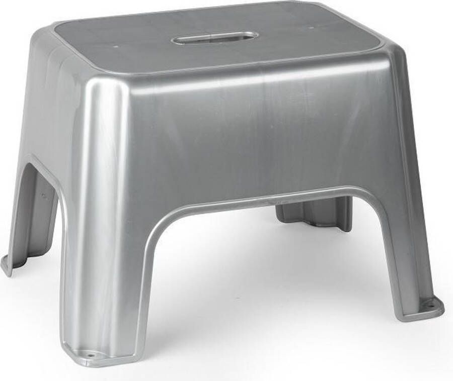 PLASTICFORTE Zilveren keukenkrukjes opstapjes 40 x 30 x 28 cm Keuken badkamer kasten opstap verhoging krukjes opstapjes
