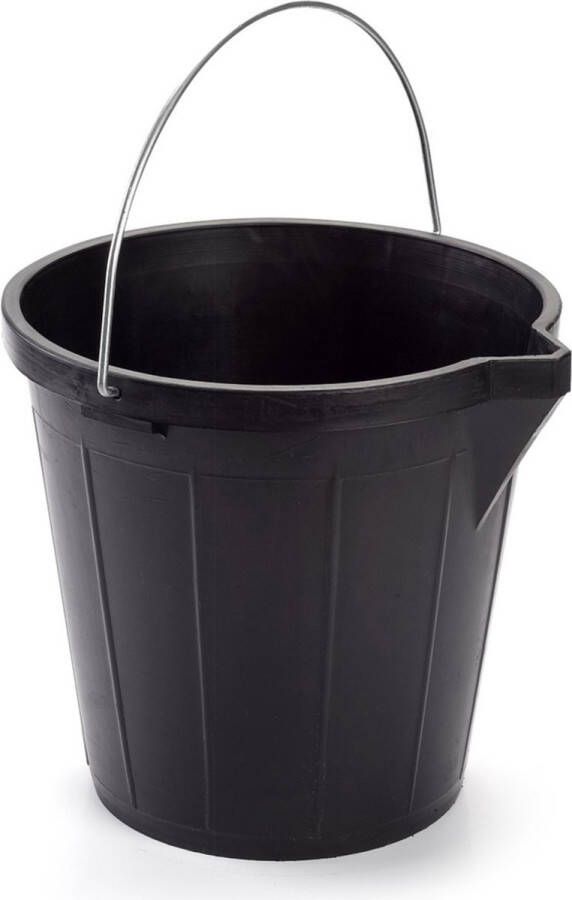 Forte Plastics Zwarte schoonmaakemmer huishoudemmer 12 liter 31 x 31 cm -Kunststof plastic emmer met metalen hengsel