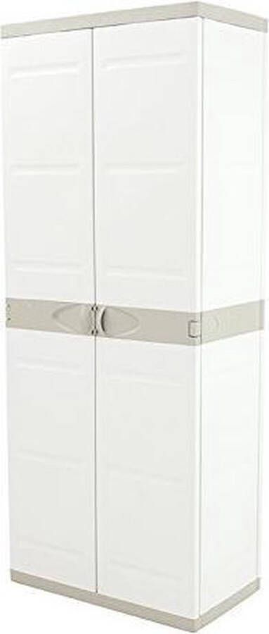 Plastiken TITANIUM Hoge kast met 2 deuren en planken 70 x 44 x 176 cm Beige en Taupe TITANIUM assortiment binnen en buiten