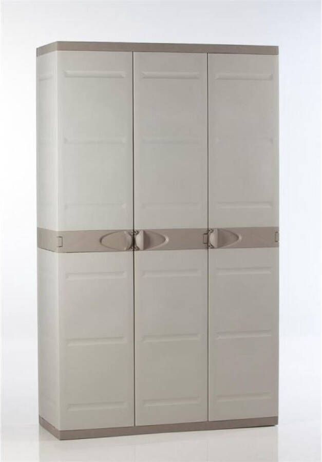 Plastiken TITANIUM Kleerkast 3 deuren met planken + kleerkast l105 x d44 x h176 cm Beige en Taupe TITANIUM assortiment Binnen Buiten