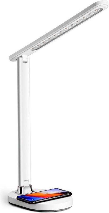PLATINET PDL081W LED Bureaulamp 18W met ingebouwde draadloze oplader (QI) voor smartphones AirPods etc. wit