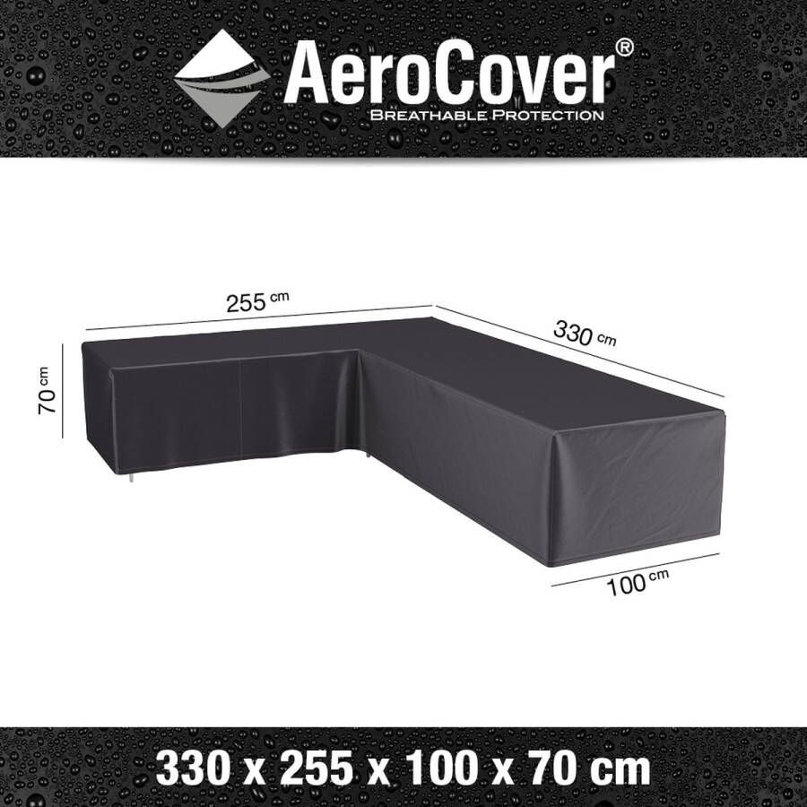 Platinum AeroCover Loungebankhoes L-vorm 330x255x100xH70 Links Ademend Waterproof Hoge kleurechtheid