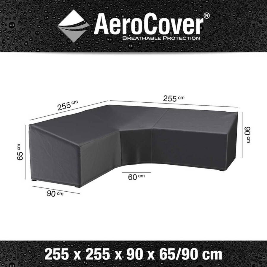 Platinum AeroCover Loungebankhoes L-vorm Trapezium 255x255x90xH65 90 Ademend Waterproof Hoge kleurechtheid